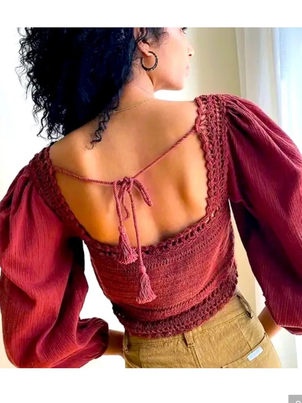NWOT Free People Cynthia Crochet Top / Brick